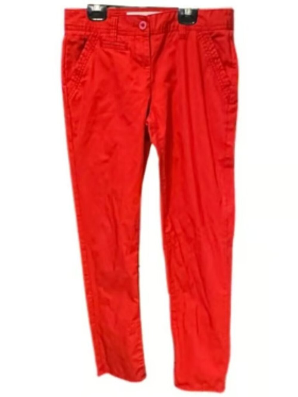 Chino Red Straight Leg Jeans Pants Pockets 100% Cotton High Rise Pants Stretch